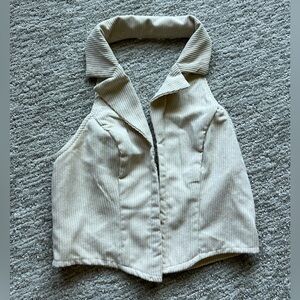 NWT Ribbed halter, collared crop top